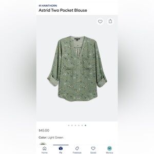 41 Hawthorn Light Green Floral Blouse